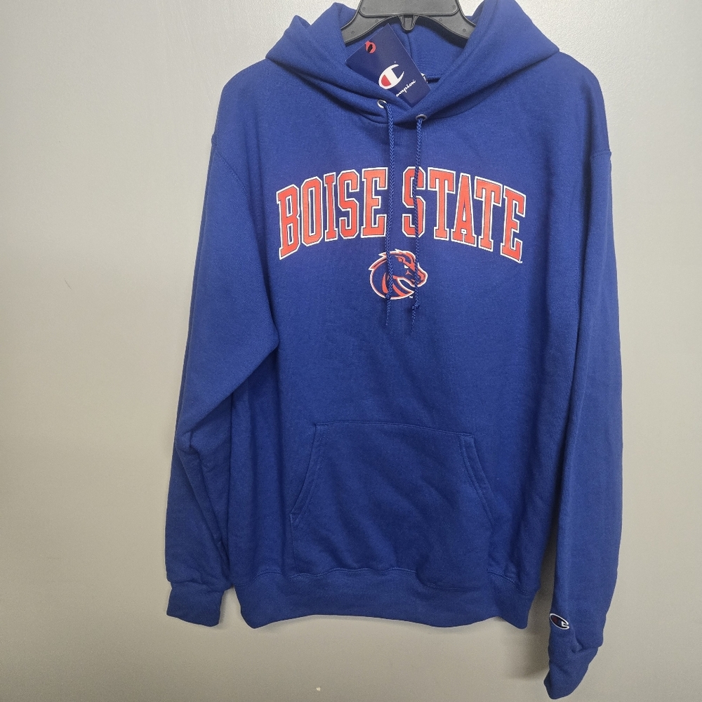 Boise State Champion Mens Medium Royal Blue Fleece Pullover Hoodie NWT